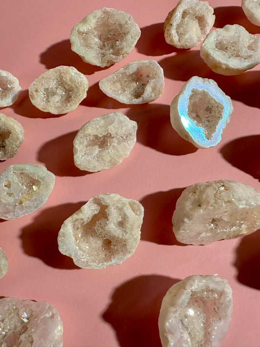 Intuitively Chosen Aura Quartz Geode | Rainbow Crystal Geode