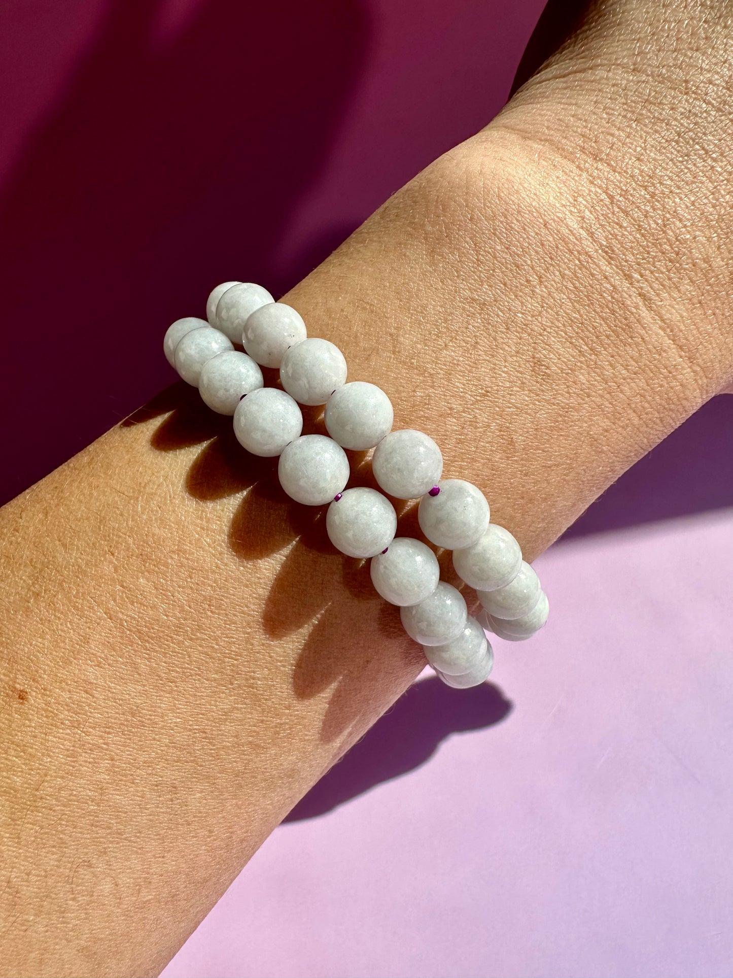 8mm Lavender Jade Beaded Bracelet