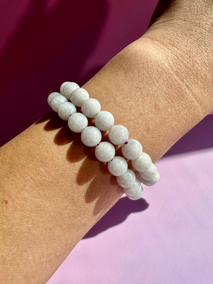 8mm Lavender Jade Beaded Bracelet
