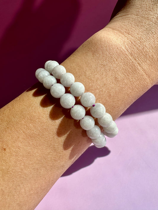 8mm Lavender Jade Beaded Bracelet