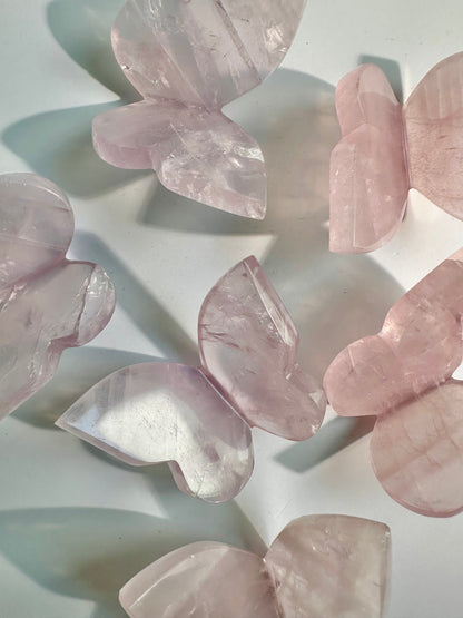 3D Rose Quartz Butterfly Carving