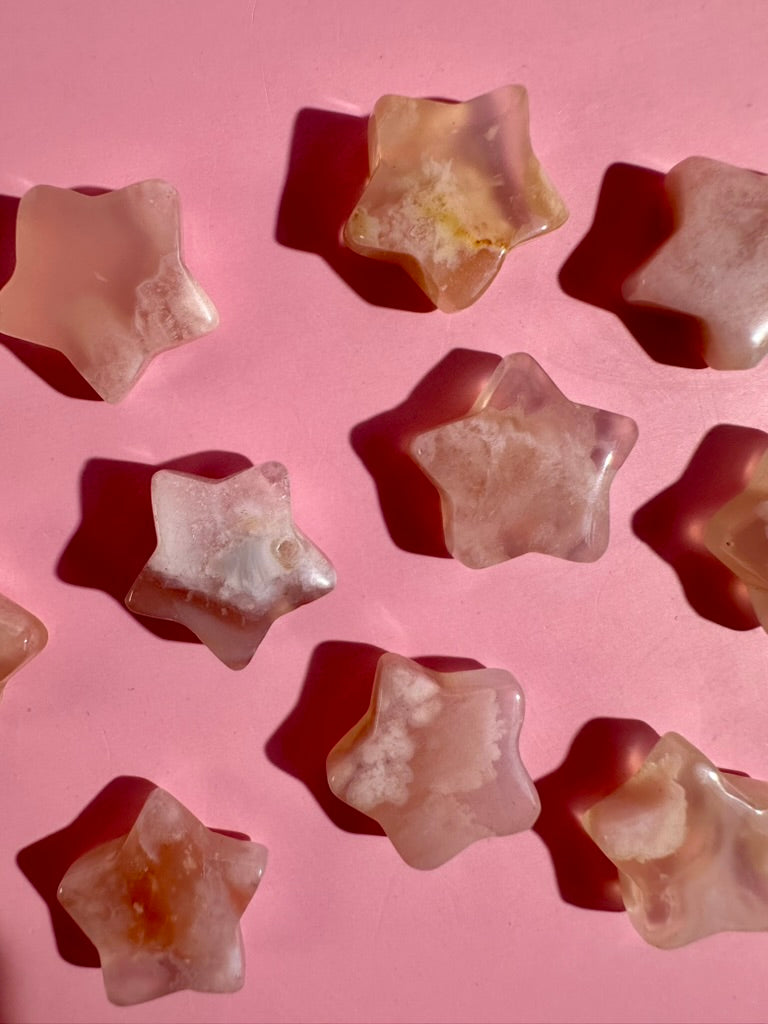 Mini Flower Agate Star | Celestial Crystal Carving