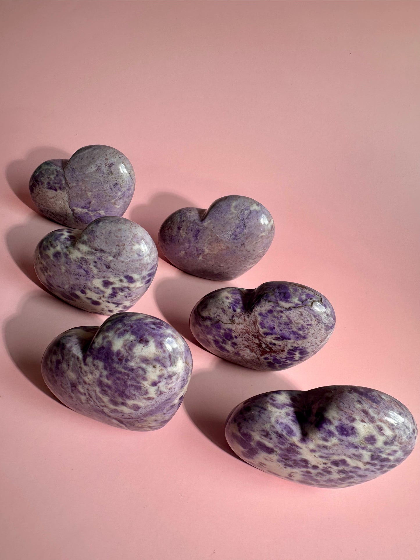 Purple Jade Standing Heart Carving