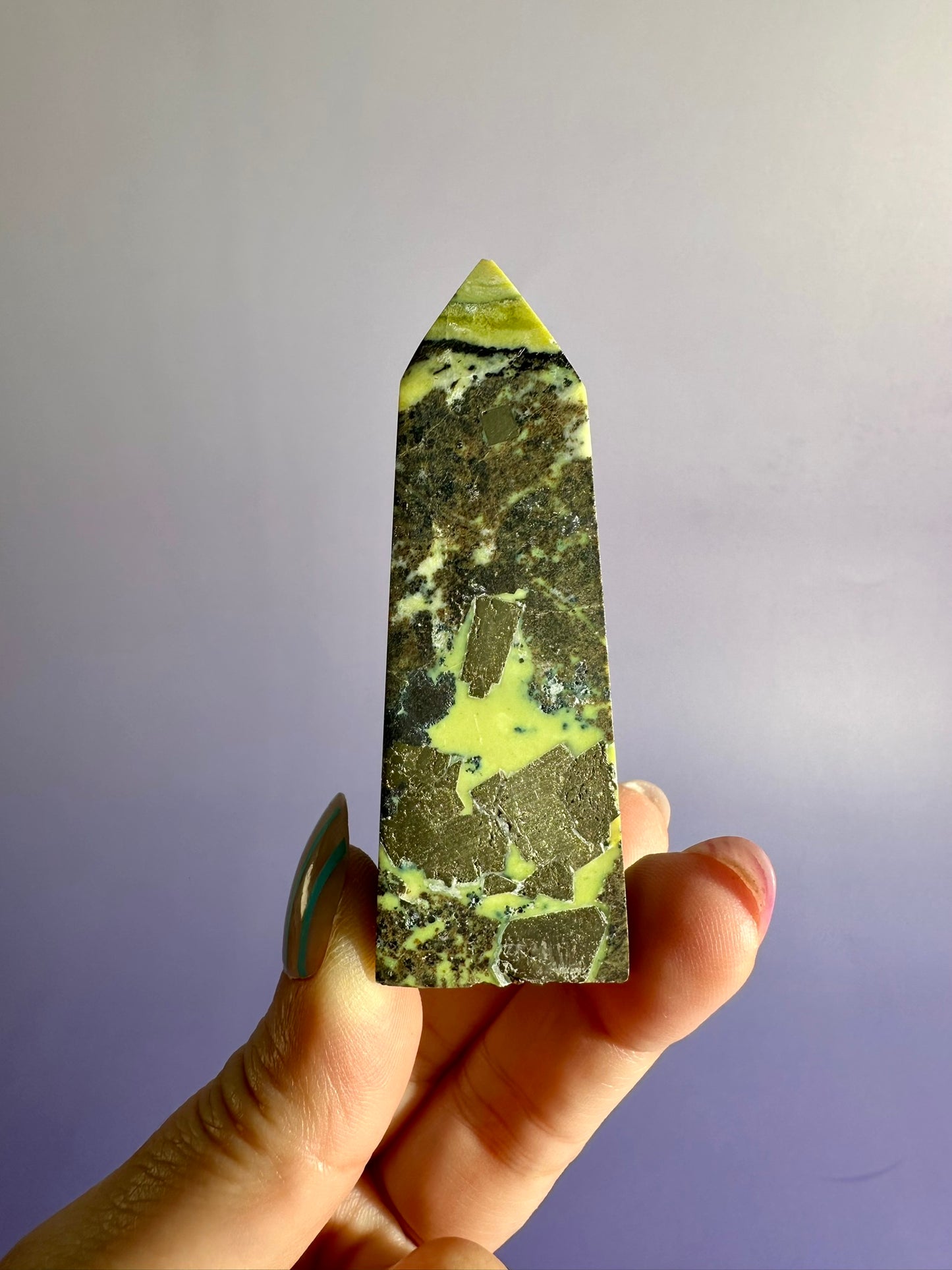 Perfectly Imperfect Serpentine with Pyrite Tower (Peru) Option A Misfit | Chipped Tip | Grounding Crystal