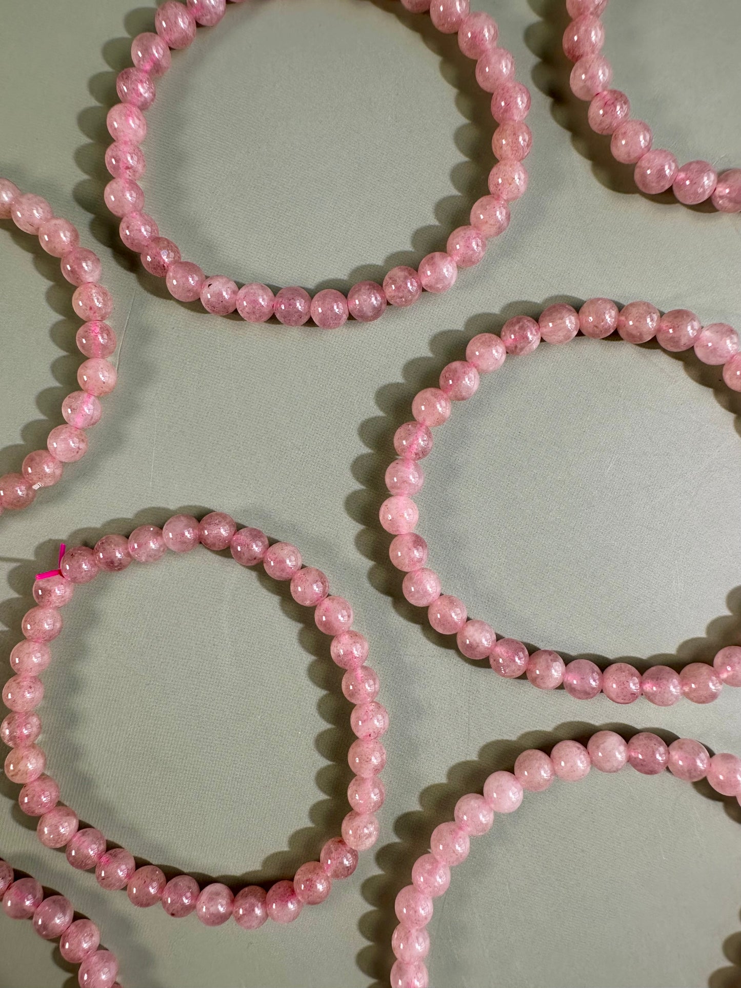 6mm Strawberry Quartz Beaded Bracelet