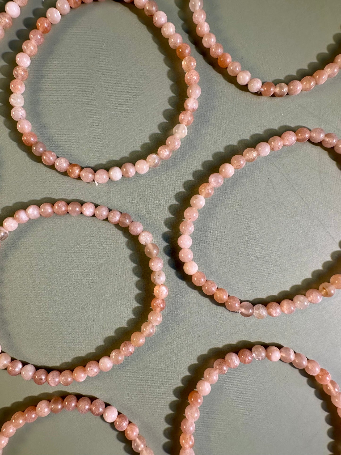 4mm Sunstone + Moonstone Beaded Bracelet