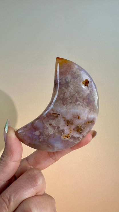 Flower Agate Crescent Moon – Option J