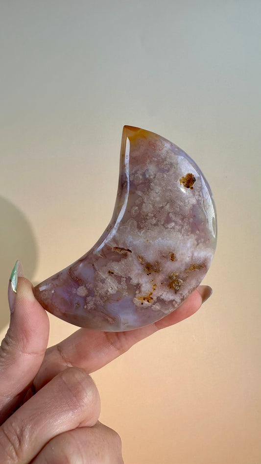 Flower Agate Crescent Moon – Option J