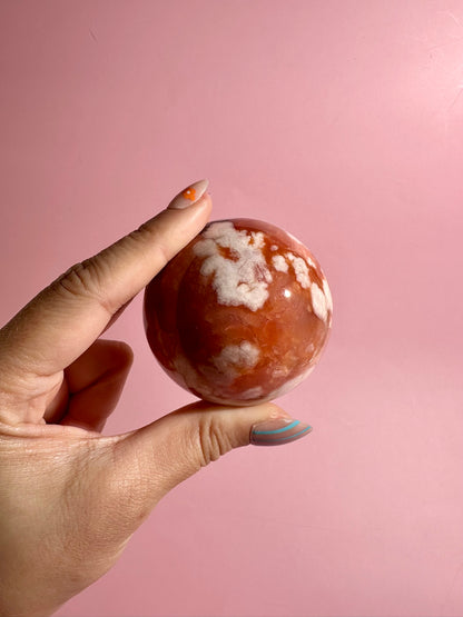 Carnelian Flower Agate Sphere Option C | Polished Crystal Sphere