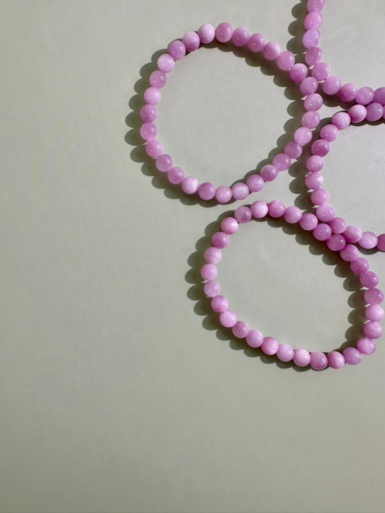 6mm Kunzite Beaded Bracelet | Pink Gemstone Jewelry