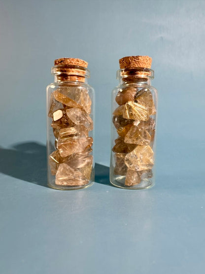 Brazilian Golden Rutile Chip Vial | Polished Quartz for Clarity, Manifestation & Positive Energy