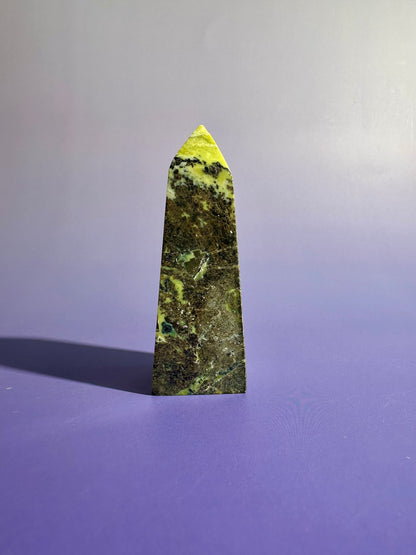 Perfectly Imperfect Serpentine with Pyrite Tower (Peru) Option A Misfit | Chipped Tip | Grounding Crystal