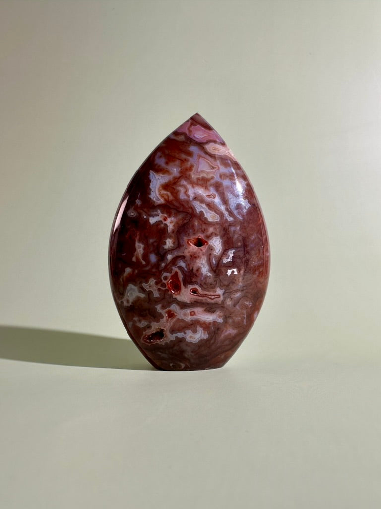 Indonesian Red Moss Agate Flame – Option C | Collector Crystal, Abundance & Transformation