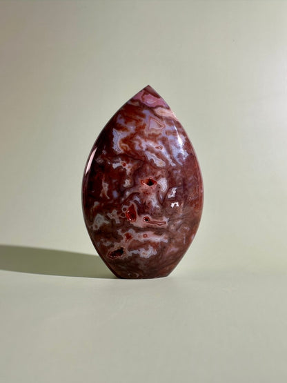 Indonesian Red Moss Agate Flame – Option C | Collector Crystal, Abundance & Transformation