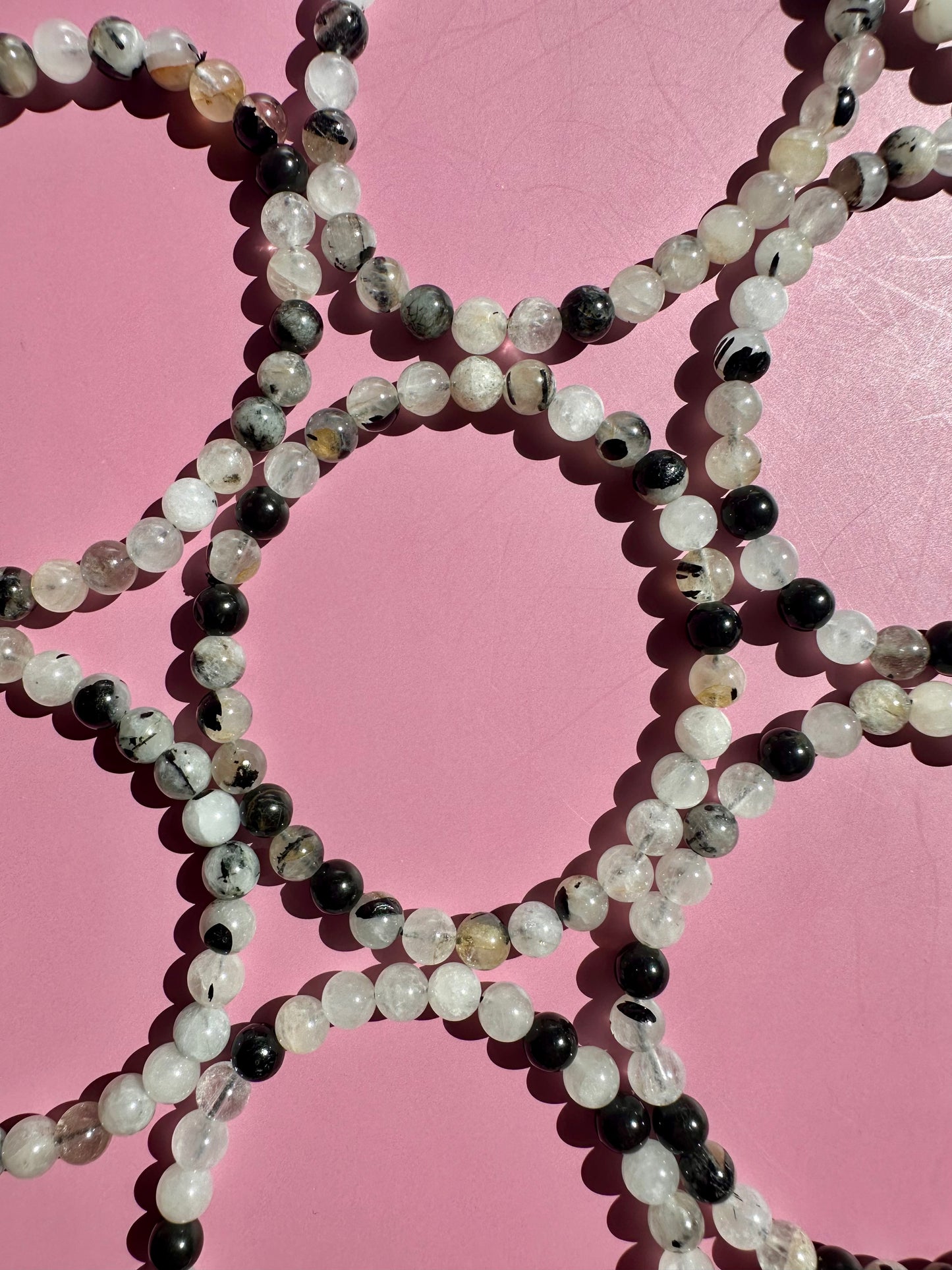 6mm Tourmaline in Quartz Beaded Bracelet