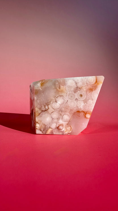 Pink Carnelian Flower Agate Gusher – Option D