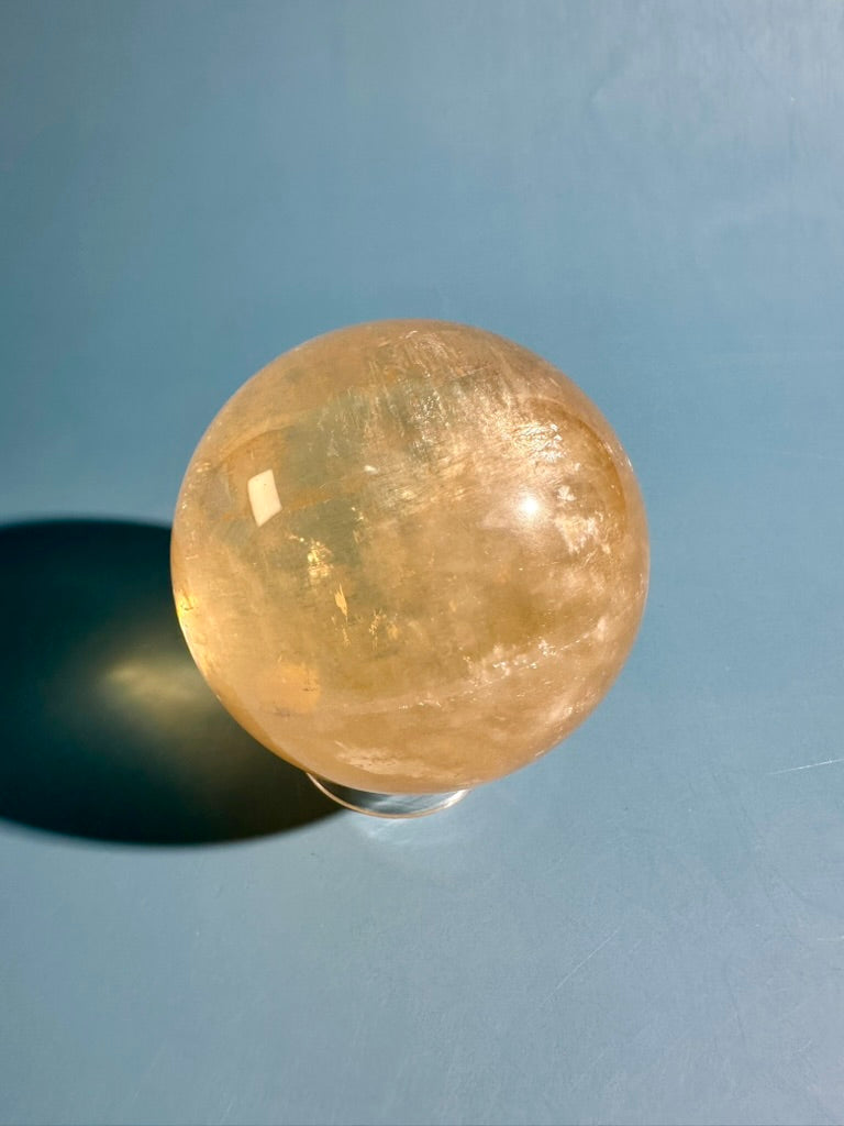 Honey Calcite Sphere – Option G | Abundance, Success & Motivation Crystal