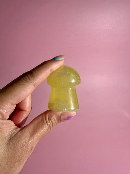 Lemon Calcite Mushroom Carving | Intuitively Chosen Happiness, Clarity & Confidence Energy