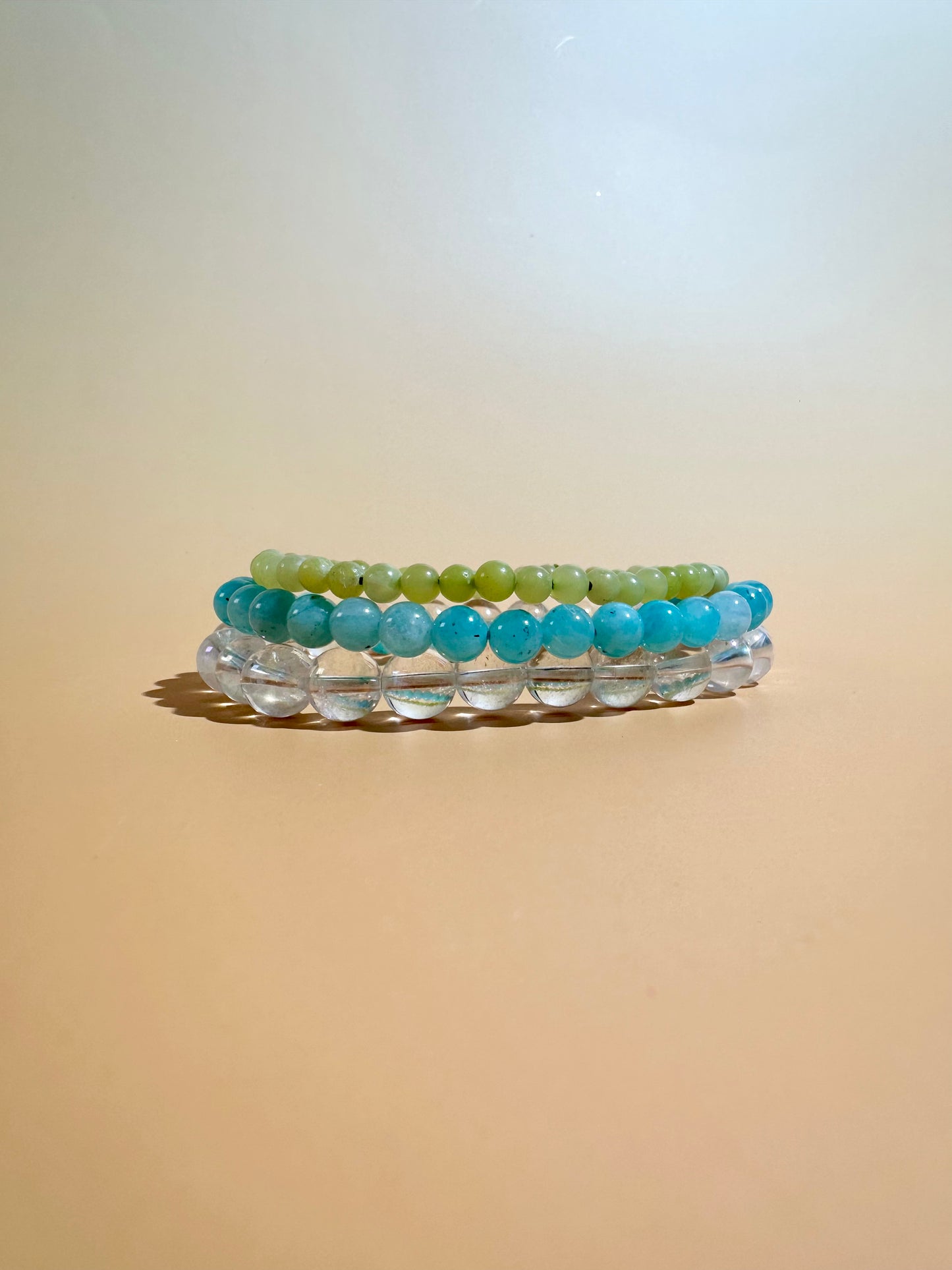 Bracelet Bundle Set: “Summer Skies" - Amazonite, Aura Clear Quartz & Lemon Quartz