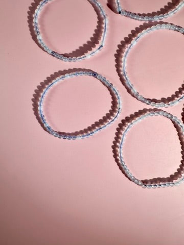 4mm Blue Chalcedony Beaded Bracelet
