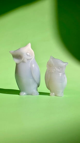 Blue Chalcedony Owl Carving (Large & Small) - You Pick!
