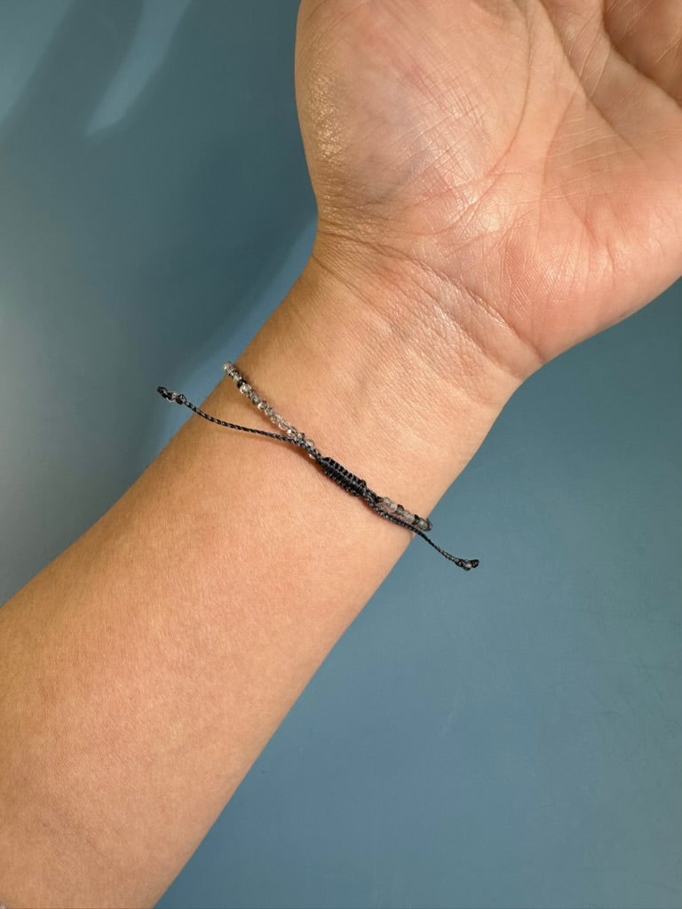 2mm Tourmaline in Quartz Adjustable Beaded Bracelet