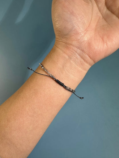 2mm Tourmaline in Quartz Adjustable Beaded Bracelet
