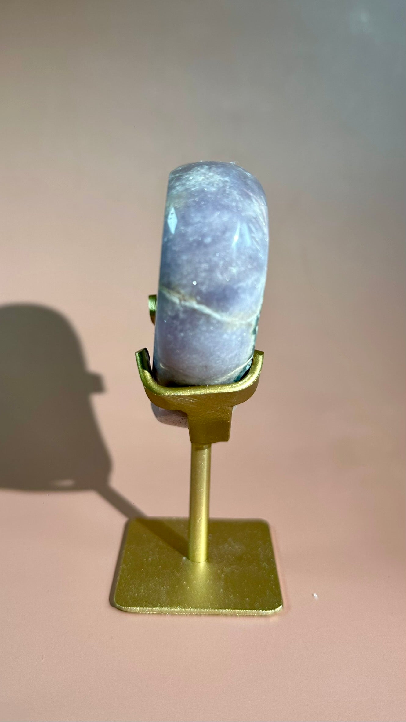 Pink Amethyst Heart on Gold Stand – Option C