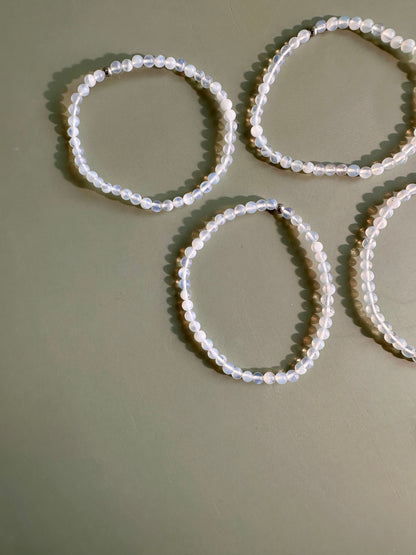 4mm Opalite with Silver Accent Bead Beaded Bracelet