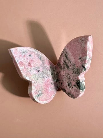 Rhodonite 3D Butterfly Carving