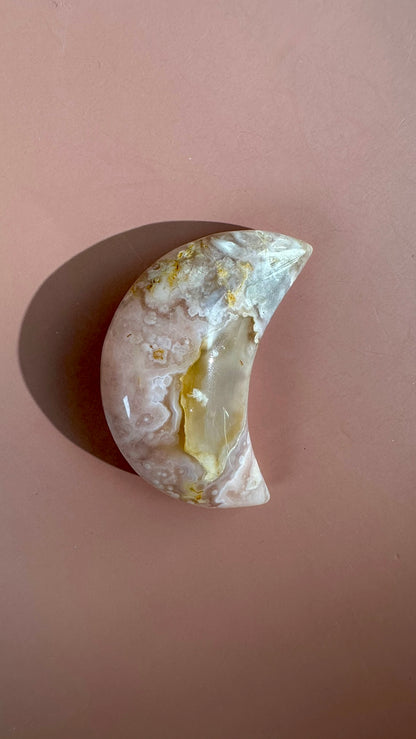 Flower Agate Crescent Moon – Option A