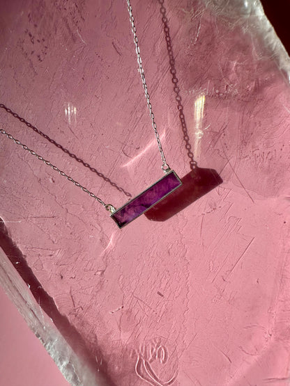 925 Sterling Silver Amethyst Bar Bezel Necklace