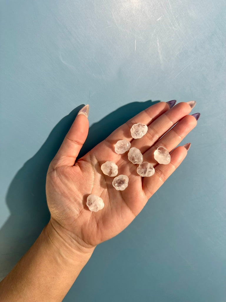 Mini White Garden Quartz Smiley Cloud | Cute Crystal Carving
