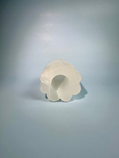 Hand-Carved Onyx Ghost Carving with Wooden Lamp Base – LED Color-Changing Light