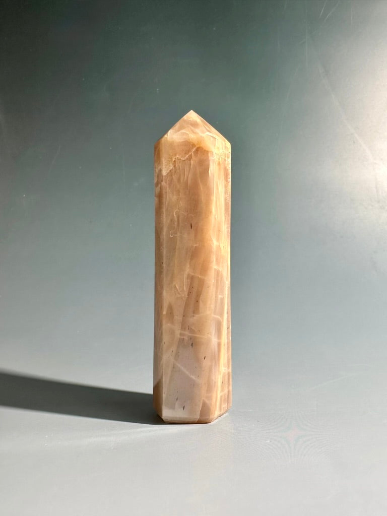 Peach Moonstone Tower – Option A | New Beginnings, Intuition & Feminine Energy Crystal