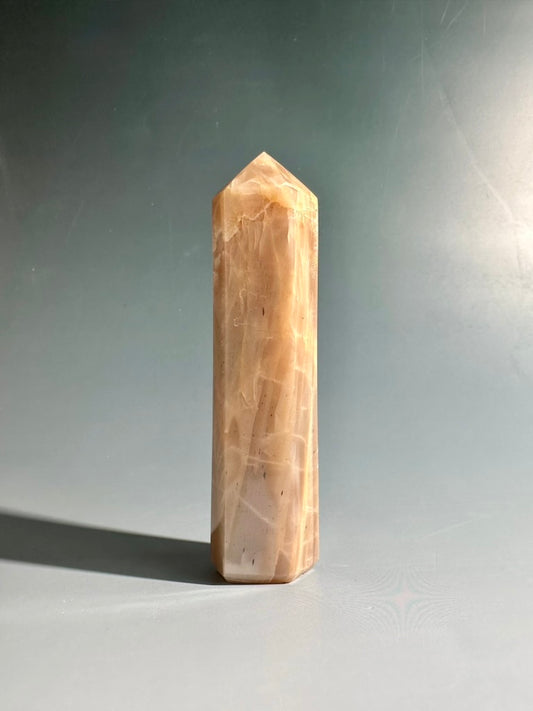 Peach Moonstone Tower – Option A | New Beginnings, Intuition & Feminine Energy Crystal