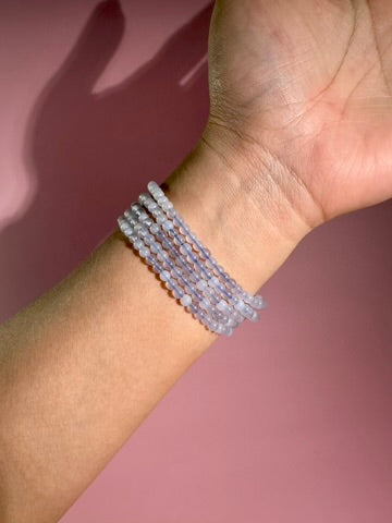 4mm Blue Chalcedony Beaded Bracelet