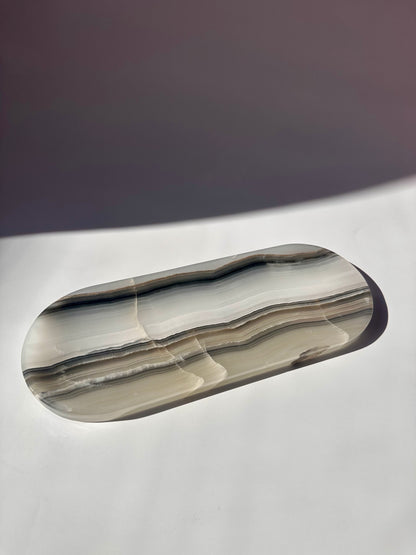 Banded Onyx Long Oval Tray