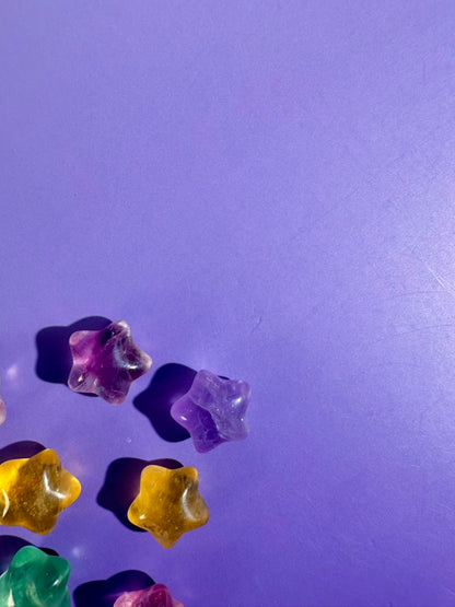 Small Rainbow Fluorite Puffy Star | Crystal Carving