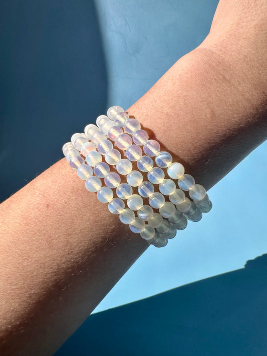 6mm Opalite Beaded Bracelet