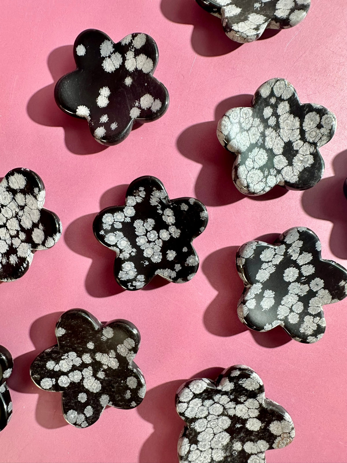 Snowflake Obsidian Flower Worry Stone | Pocket Crystal
