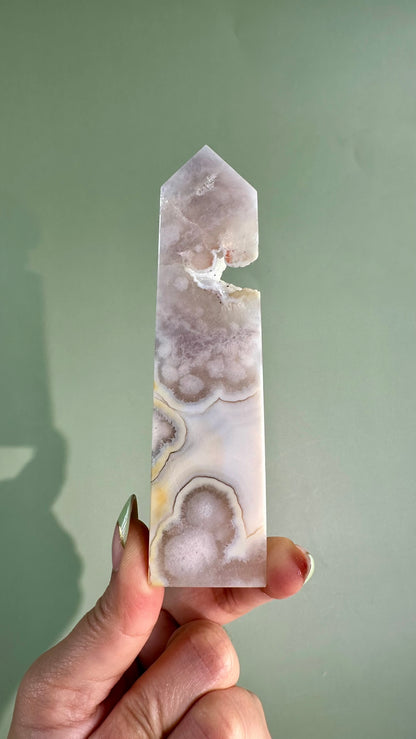 Druzy Flower Agate Obelisk – Option H