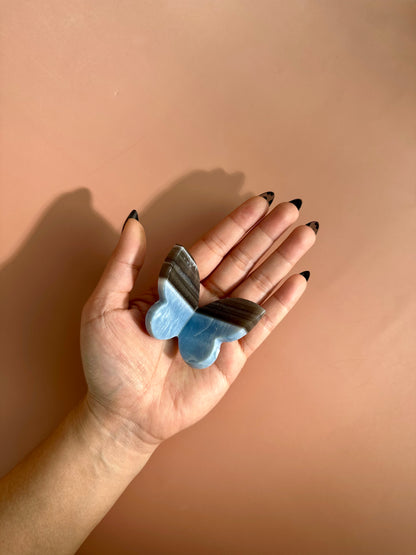 Blue Opal 3D Butterfly Carving