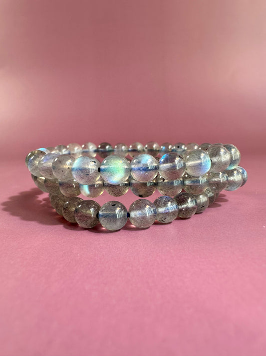 6mm Labradorite Beaded Bracelet