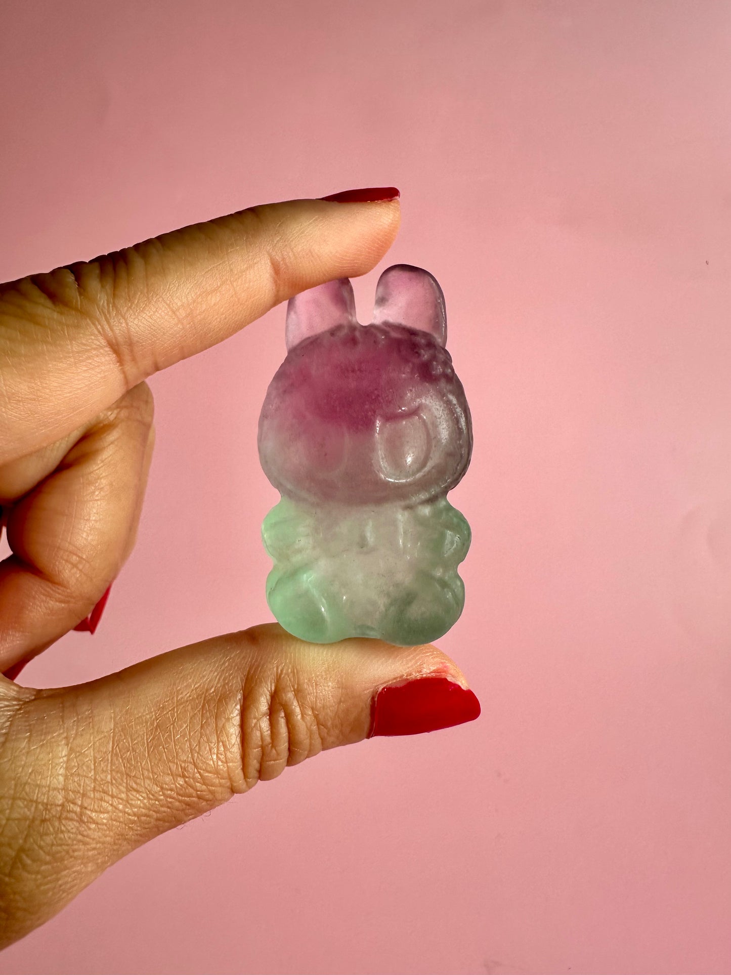 Rainbow Fluorite Sitting Lafufu Kawaii Forest Spirit Figurine Carving - Option  B