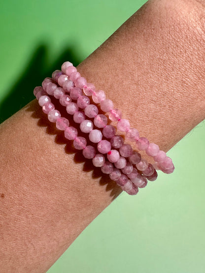 3mm Faceted Lavender Rose Quartz Bracelet | Love & Peace Energy