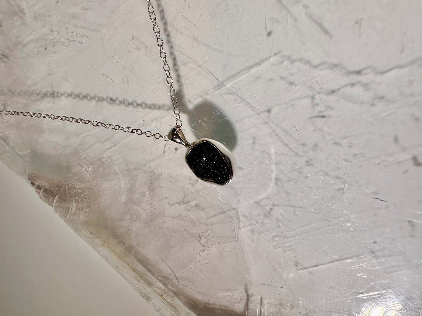 925 Sterling Silver Rough Black Tourmaline Bezel Necklace