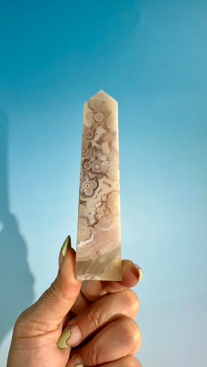 Druzy Flower Agate Obelisk – Option G