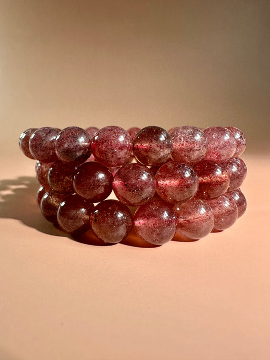8mm HQ Strawberry Quartz Beaded Bracelet