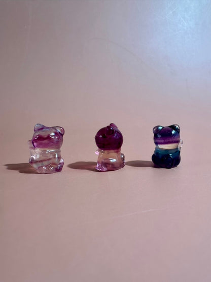 Mini Rainbow Fluorite Lucky Cat | Crystal Carving